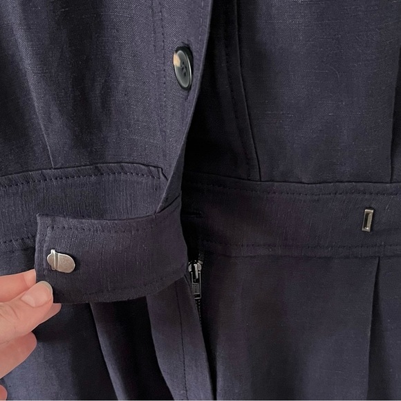 ANN Taylor Collared Linen Safari Short Romper in Navy Blue Women’s Size 4 EUC - Picture 6 of 6